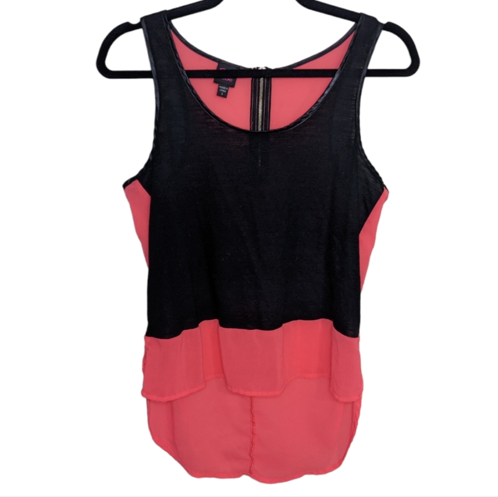 Bebe Women's Pink & Black Colorblock Tank Top Size S